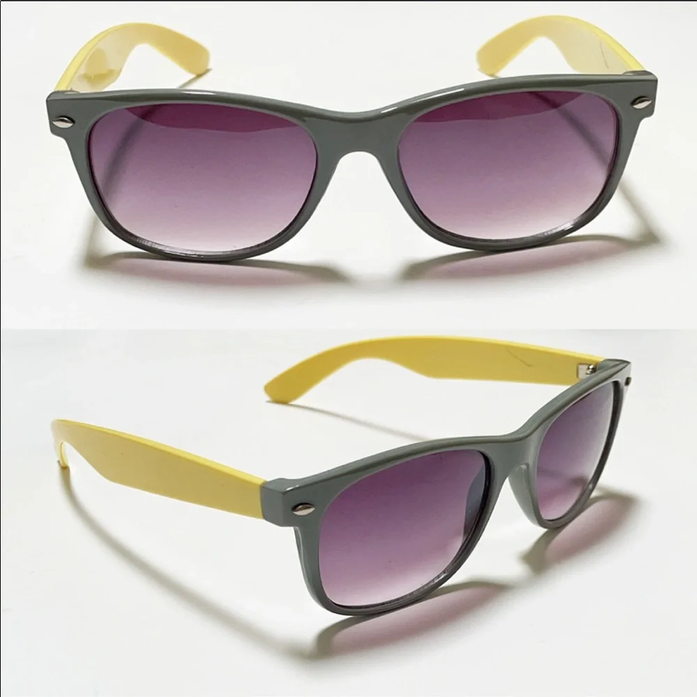 Target plastic color block gray yellow sunglasses